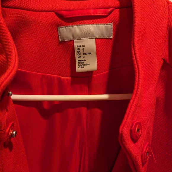 H&M Red Orange Coat / Jacket Size 2 - Picture 2 of 6